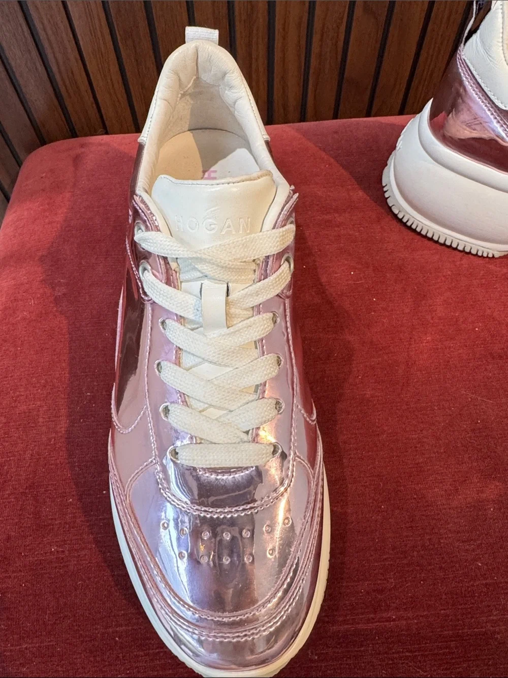 Hogan Metallic Pink Rose Gold Chunky Platform Sneakers EU 38